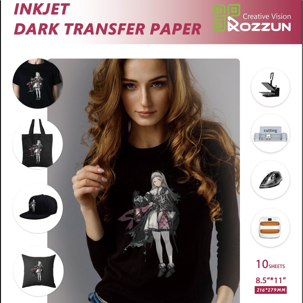 Inkjet  Iron-On  Transfers Paper for Dark Fabrics 10 Sheets